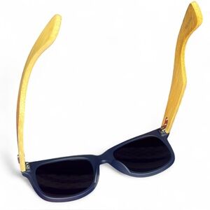 ✨🥳 UNISEX - Navy Blue Wood Temple - Bamboo Wooden 2 Tone Polarized Sunglasses